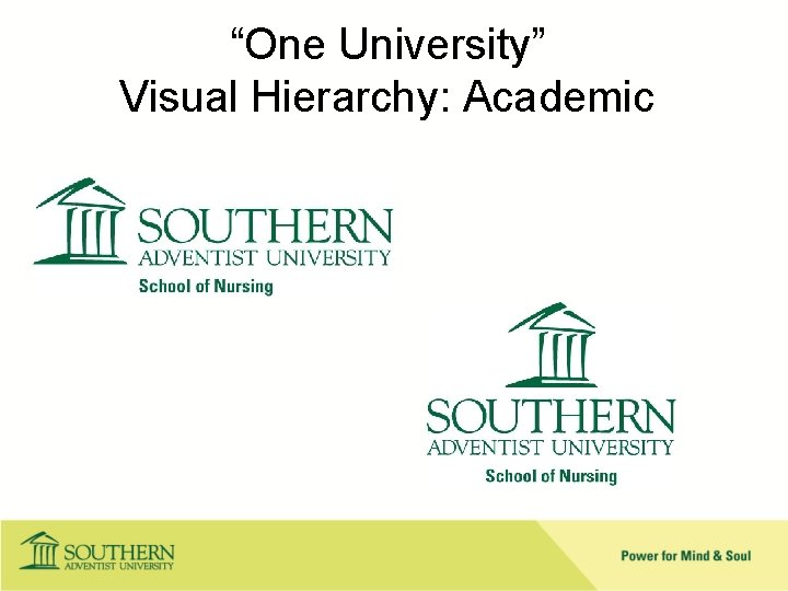 “One University” Visual Hierarchy: Academic 