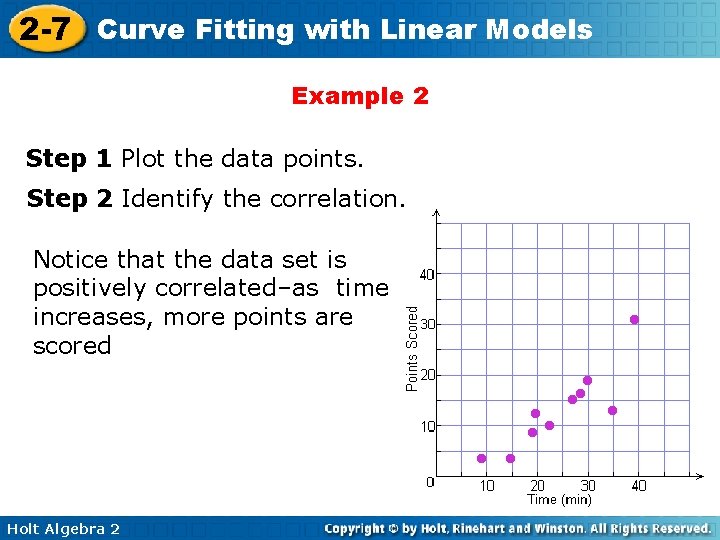 2 -7 Curve Fitting with Linear Models Example 2 Step 1 Plot the data