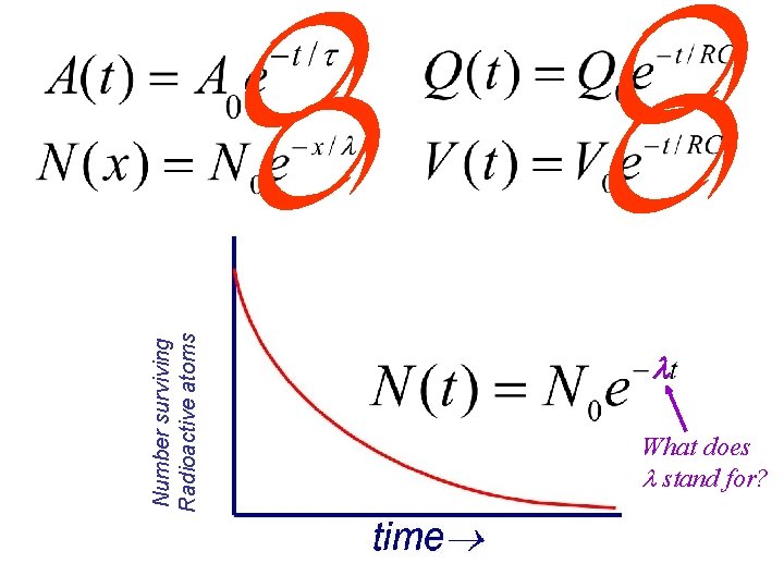 Number surviving Radioactive atoms What does stand for? Number surviving Radioactive atoms What does stand for?