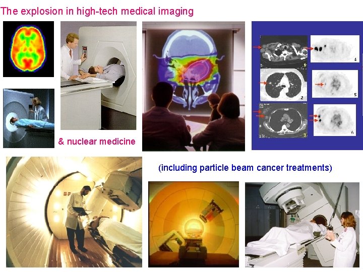 The explosion in high-tech medical imaging & nuclear medicine (including particle beam cancer treatments) The explosion in high-tech medical imaging & nuclear medicine (including particle beam cancer treatments)