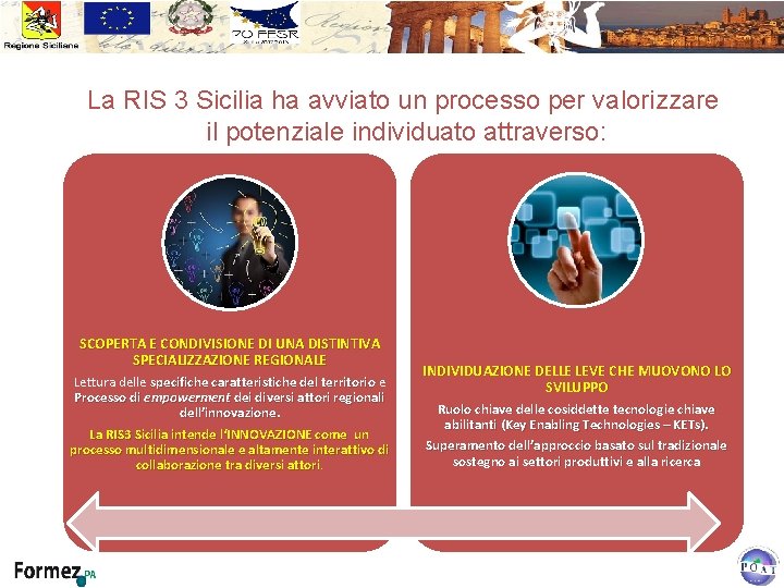 La RIS 3 Sicilia ha avviato un processo per valorizzare il potenziale individuato attraverso: