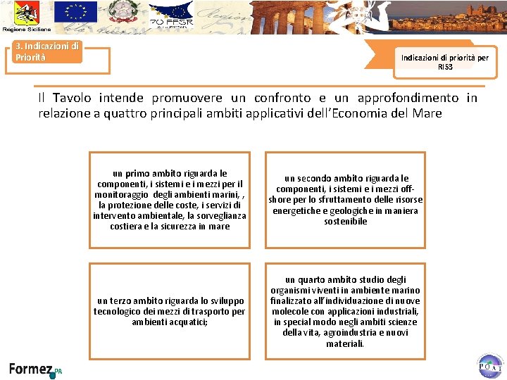 3. Indicazioni di Priorità Indicazioni di priorità per RIS 3 Il Tavolo intende promuovere