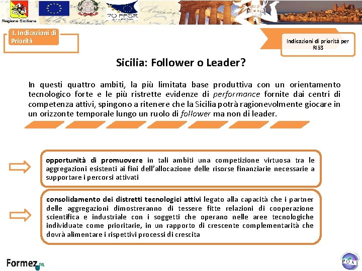 3. Indicazioni di Priorità Indicazioni di priorità per RIS 3 Sicilia: Follower o Leader?