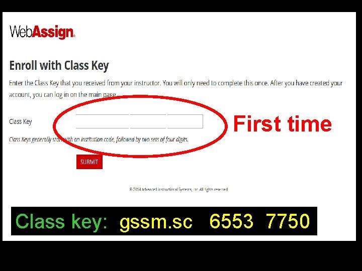 First time Class key: gssm. sc 6553 7750 