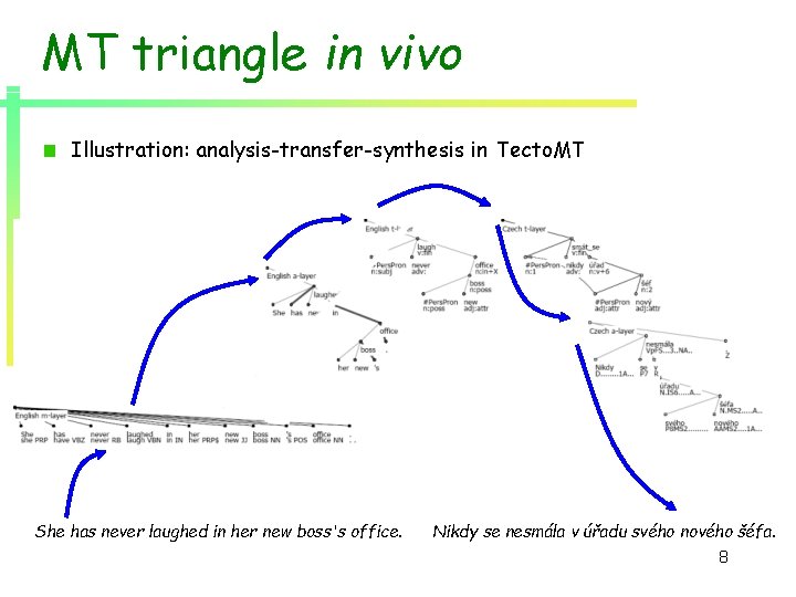 MT triangle in vivo Illustration: analysis-transfer-synthesis in Tecto. MT She has never laughed in MT triangle in vivo Illustration: analysis-transfer-synthesis in Tecto. MT She has never laughed in