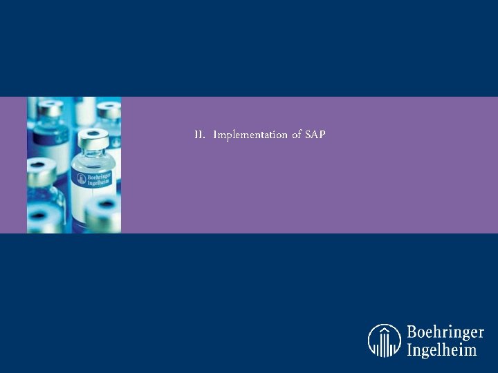 II. Implementation of SAP II. Implementation of SAP