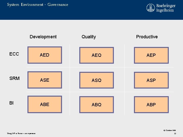 System Environment - Governance Development Quality Productive ECC AED AEQ AEP SRM ASE ASQ System Environment - Governance Development Quality Productive ECC AED AEQ AEP SRM ASE ASQ