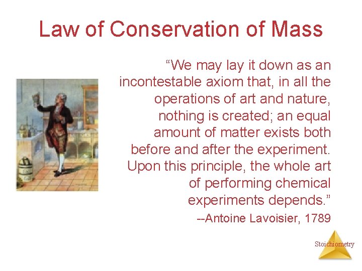 Law of Conservation of Mass “We may lay it down as an incontestable axiom