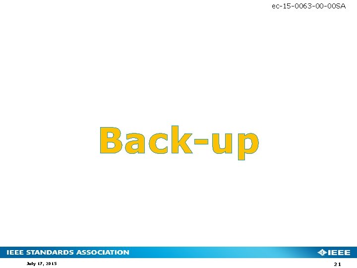 ec-15 -0063 -00 -00 SA Back-up July 17, 2015 21 