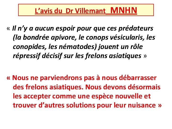 L’avis du Dr Villemant MNHN « Il n’y a aucun espoir pour que ces