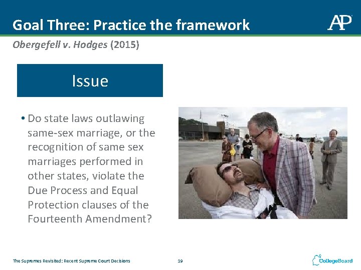 Goal Three: Practice the framework Obergefell v. Hodges (2015) Issue • Do state laws
