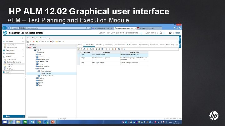 HP ALM 12. 02 Graphical user interface ALM – Test Planning and Execution Module