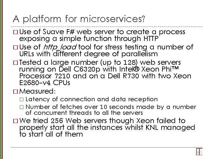 A platform for microservices? � Use of Suave F# web server to create a