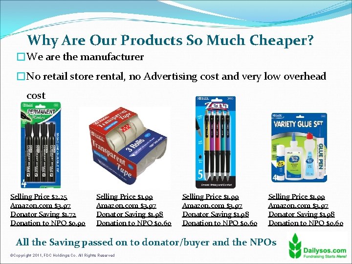 Why Are Our Products So Much Cheaper? �We are the manufacturer �No retail store