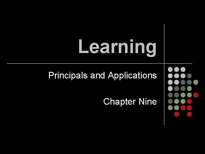 Learning Principals and Applications Chapter Nine 