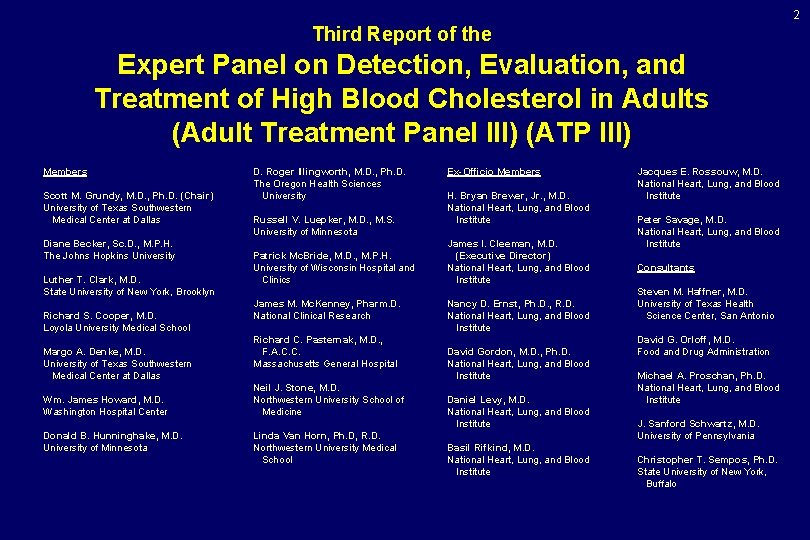 2 Third Report of the Expert Panel on Detection, Evaluation, and Treatment of High