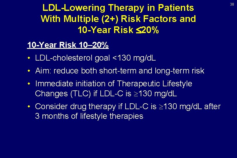 LDL-Lowering Therapy in Patients With Multiple (2+) Risk Factors and 10 -Year Risk 20%