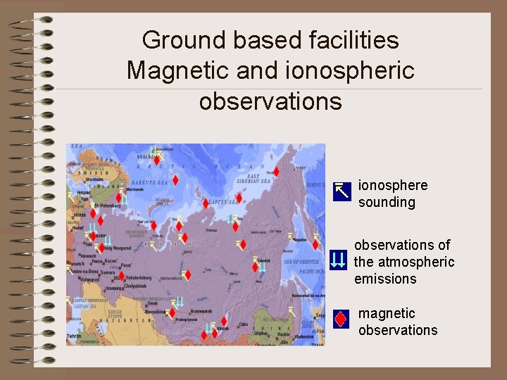  Ground based facilities Magnetic and ionospheric observations ionosphere sounding observations of the atmospheric