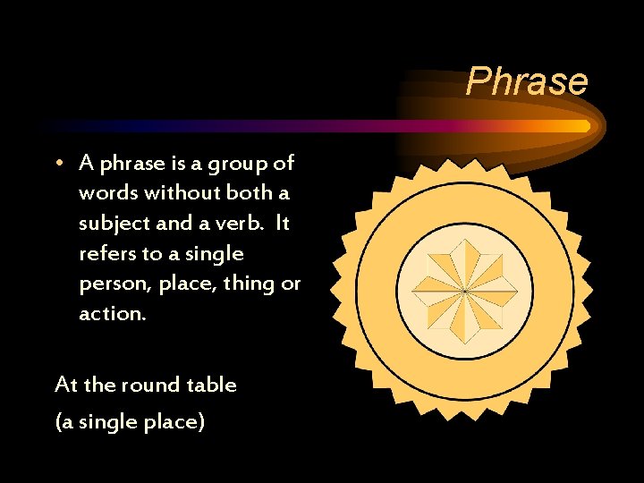 Phrase • A phrase is a group of words without both a subject and