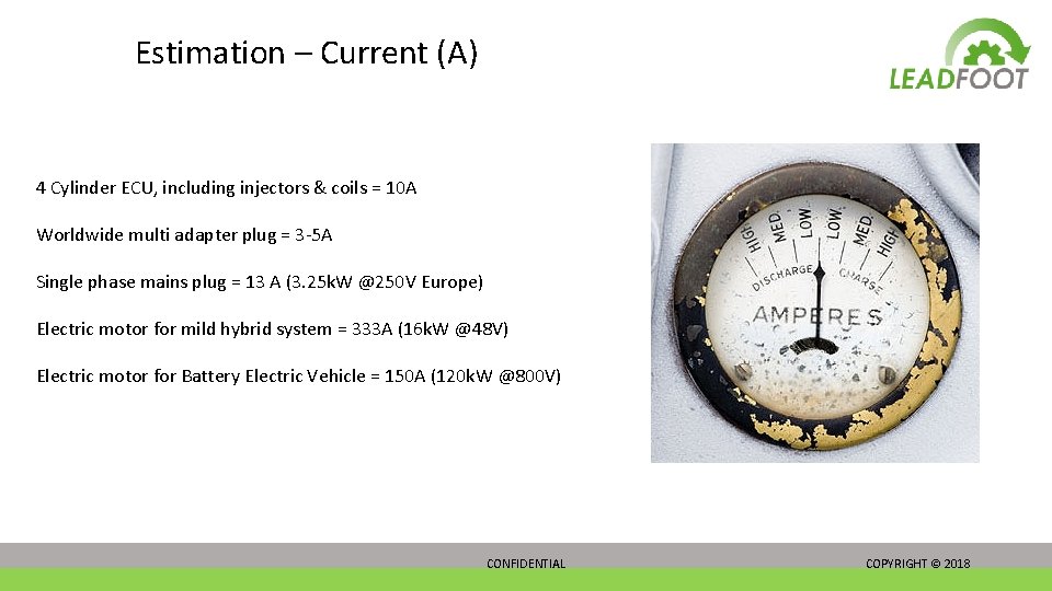 Estimation – Current (A) 4 Cylinder ECU, including injectors & coils = 10 A