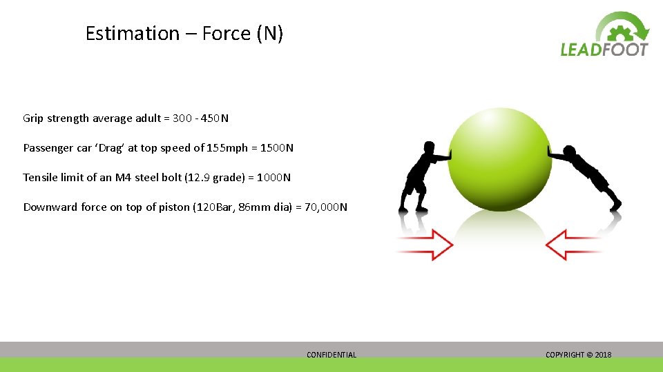 Estimation – Force (N) Grip strength average adult = 300 - 450 N Passenger