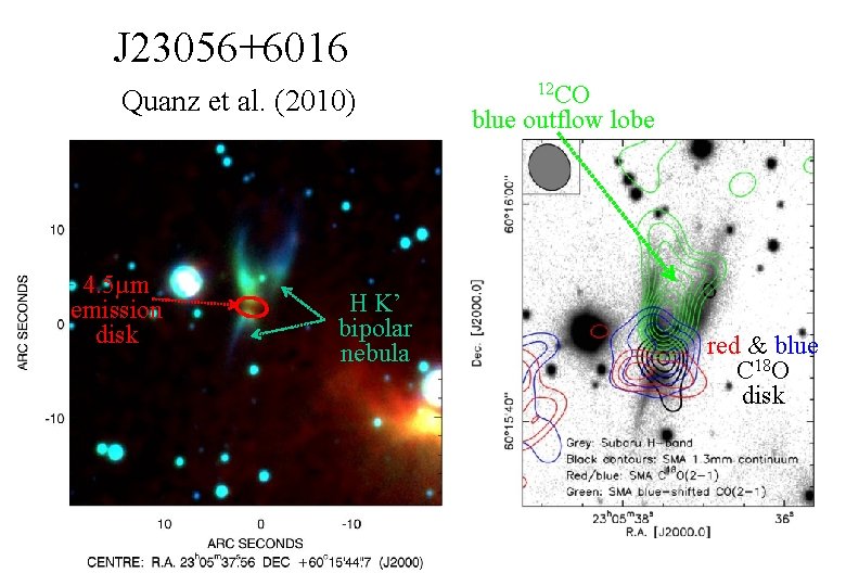 J 23056+6016 Quanz et al. (2010) 4. 5µm emission disk H K’ bipolar nebula