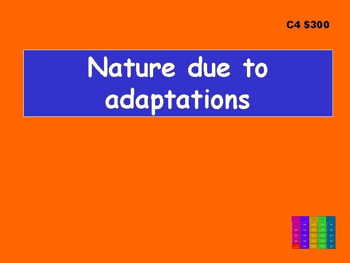 C 4 $300 Nature due to adaptations 