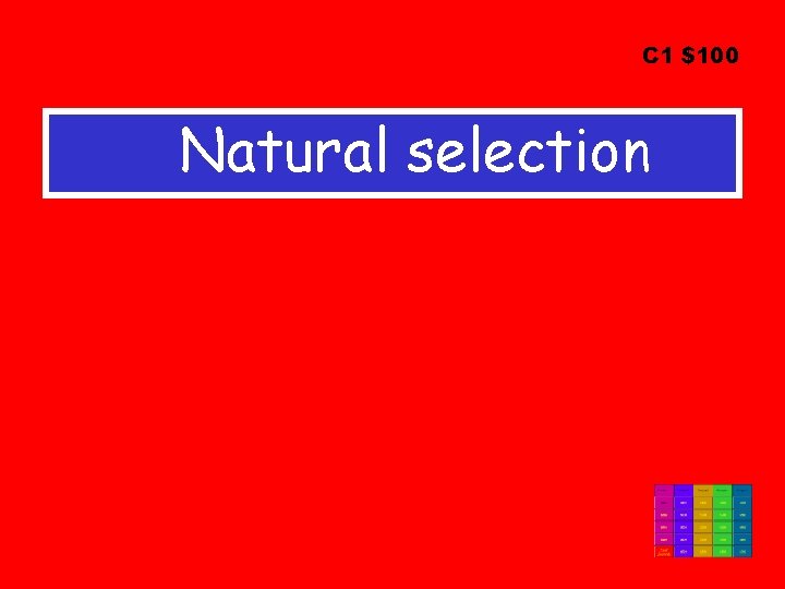 C 1 $100 Natural selection 