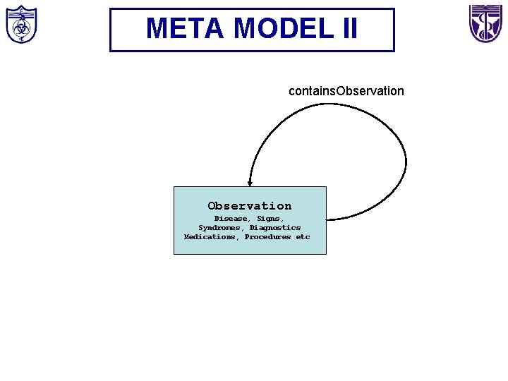 META MODEL II contains. Observation Disease, Signs, Syndromes, Diagnostics Medications, Procedures etc 