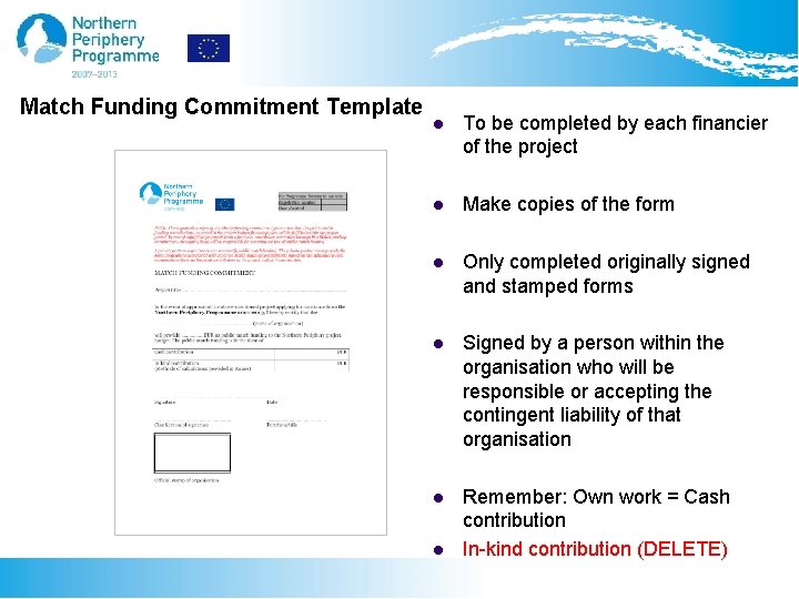 Match Funding Commitment Template l To be completed by each financier of the project