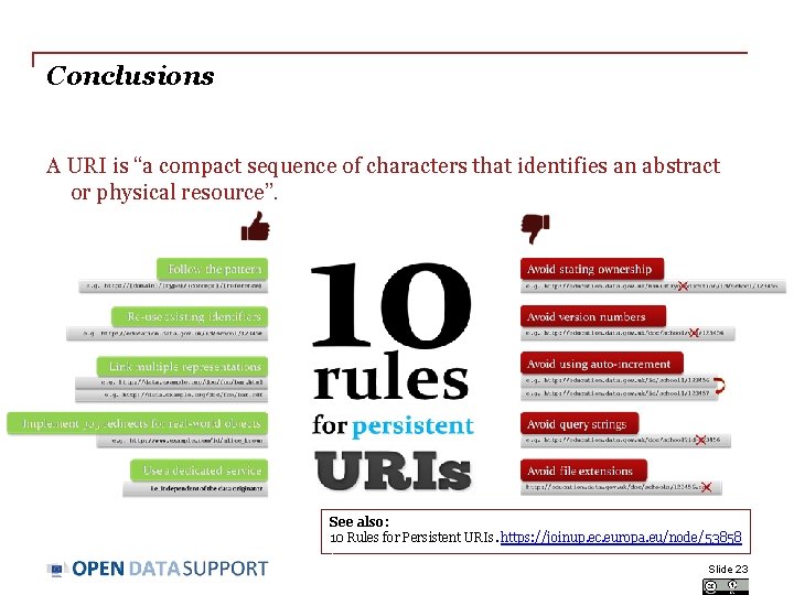 Conclusions A URI is “a compact sequence of characters that identifies an abstract or