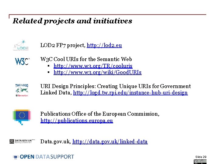 Related projects and initiatives LOD 2 FP 7 project, http: //lod 2. eu W