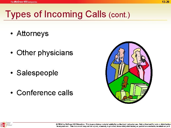 13 -28 Types of Incoming Calls (cont. ) • Attorneys • Other physicians •