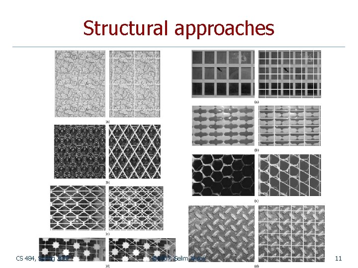 Structural approaches CS 484, Spring 2007 © 2007, Selim Aksoy 11 