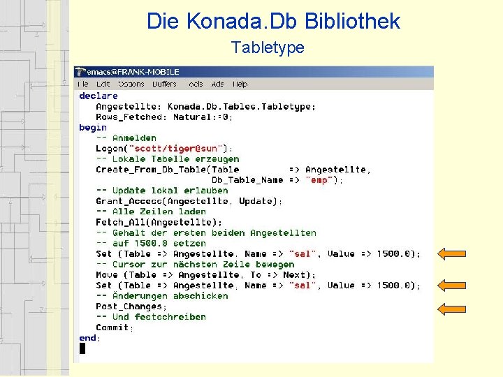 Die Konada. Db Bibliothek Tabletype 