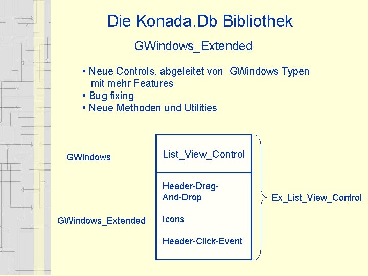 Die Konada. Db Bibliothek GWindows_Extended • Neue Controls, abgeleitet von GWindows Typen mit mehr