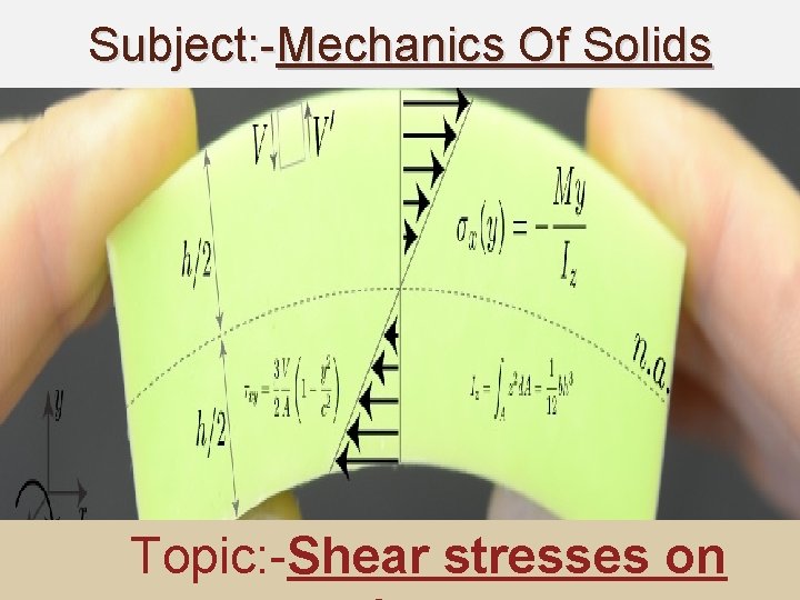 Subject: -Mechanics Of Solids Topic: -Shear stresses on 
