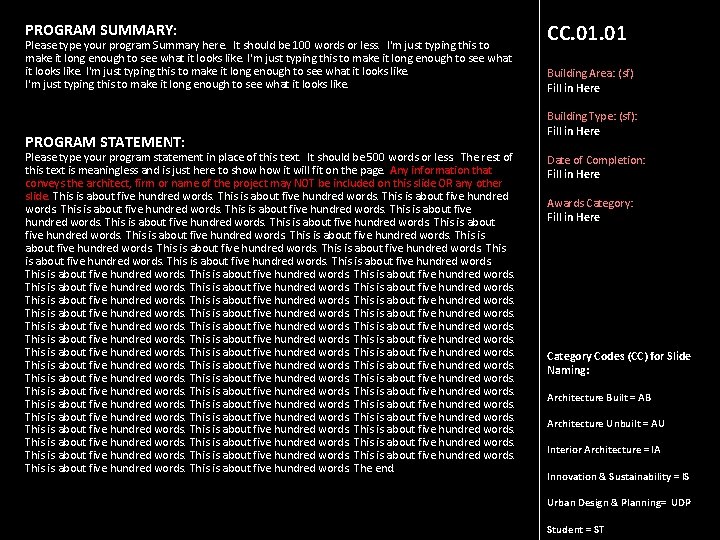 PROGRAM SUMMARY Please type your program Summary here