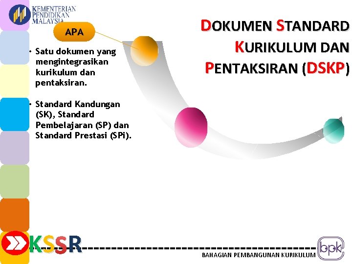 APA • Satu dokumen yang mengintegrasikan kurikulum dan pentaksiran. DOKUMEN STANDARD KURIKULUM DAN PENTAKSIRAN