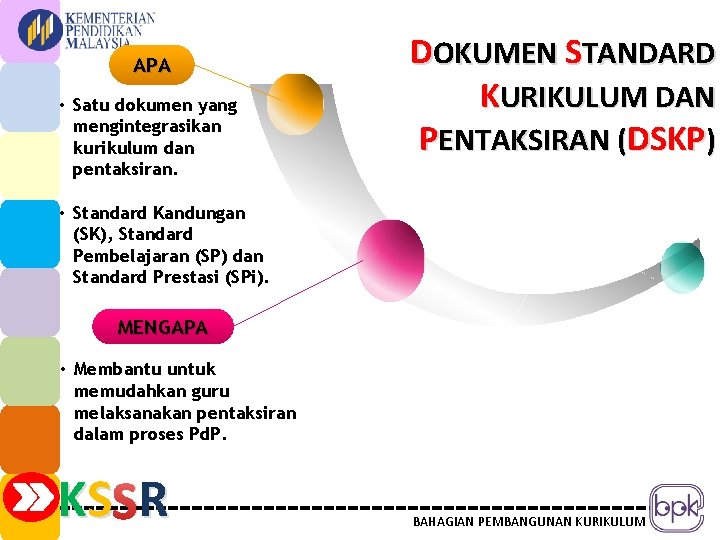 APA • Satu dokumen yang mengintegrasikan kurikulum dan pentaksiran. DOKUMEN STANDARD KURIKULUM DAN PENTAKSIRAN