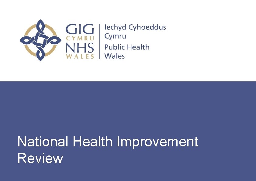 National Health Improvement Review Insert name of presentation on Master Slide 