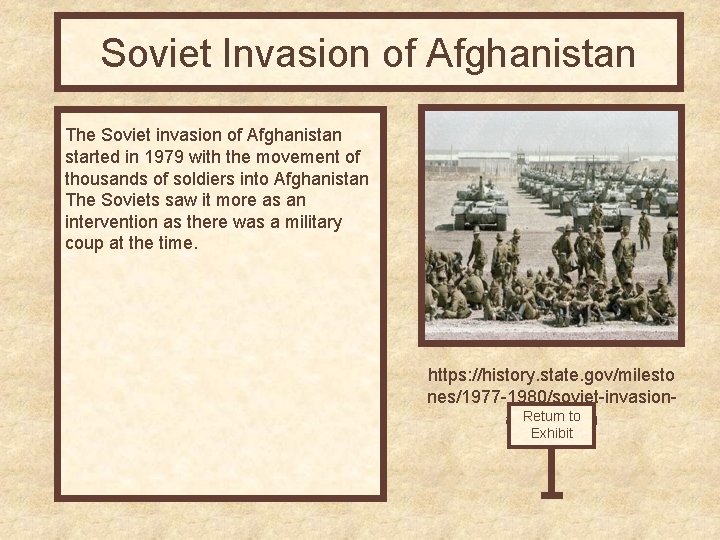 Soviet Invasion of Afghanistan The Soviet invasion of Afghanistan started in 1979 with the