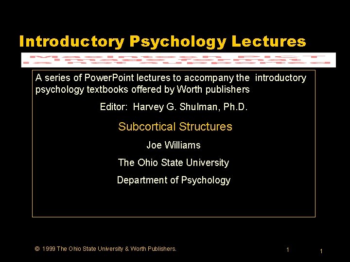 Introductory Psychology Lectures A series of Power. Point lectures to accompany the introductory psychology