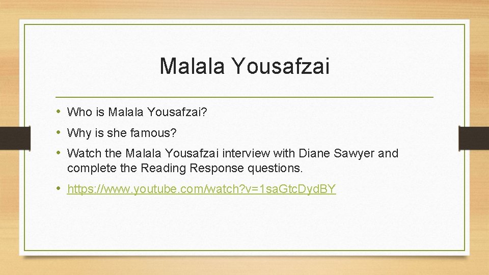 Malala Yousafzai • Who is Malala Yousafzai? • Why is she famous? • Watch Malala Yousafzai • Who is Malala Yousafzai? • Why is she famous? • Watch