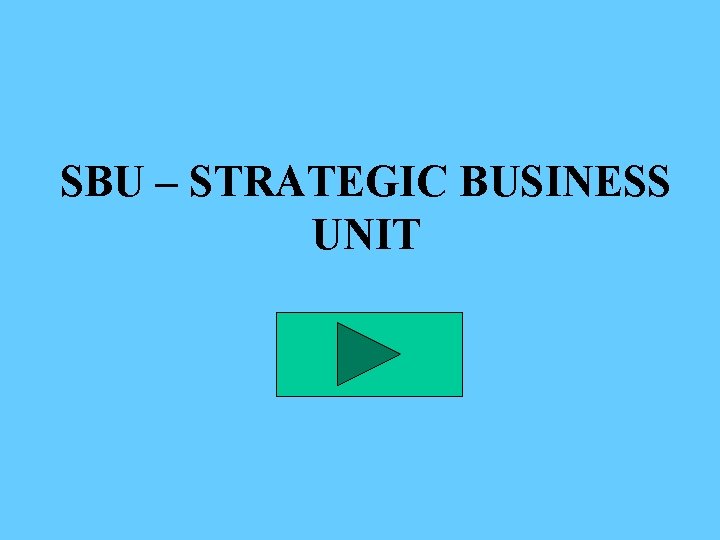 SBU – STRATEGIC BUSINESS UNIT 