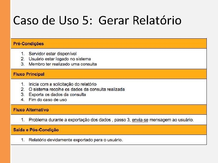 Caso de Uso 5: Gerar Relatório 