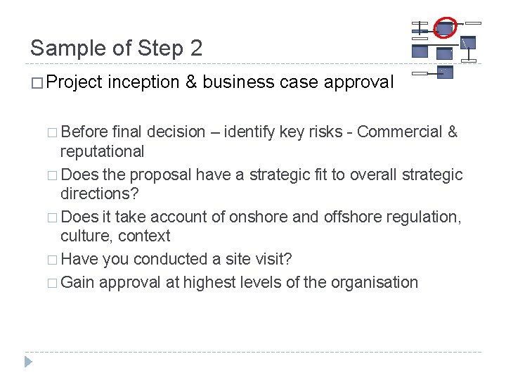 Sample of Step 2 � Project inception & business case approval � Before final