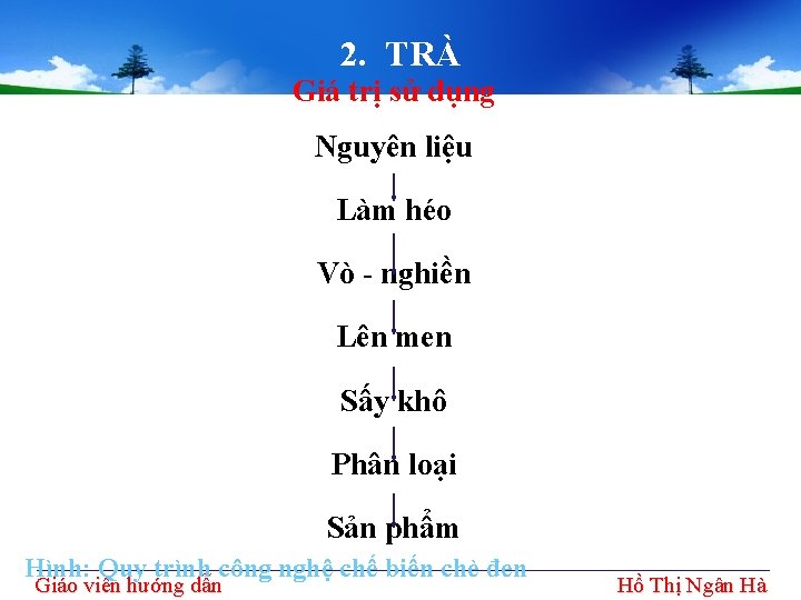2. TRÀ Giá trị sử dụng Nguyên liệu Làm héo Vò - nghiền Lên 2. TRÀ Giá trị sử dụng Nguyên liệu Làm héo Vò - nghiền Lên