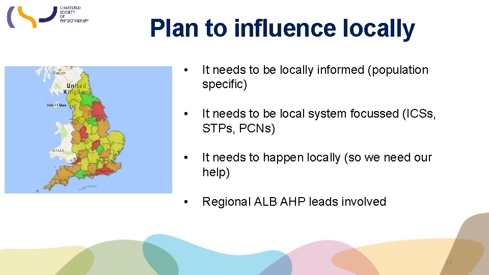 Plan to influence locally • It needs to be locally informed (population specific) •