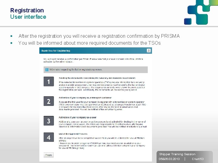 Registration User interface § § After the registration you will receive a registration confirmation
